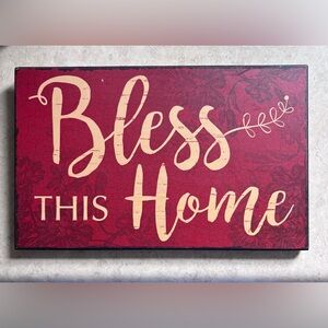 NWOT~Rustic Red 'Bless This Home' Wall Art. 5x7 with stand. Excellent gift idea